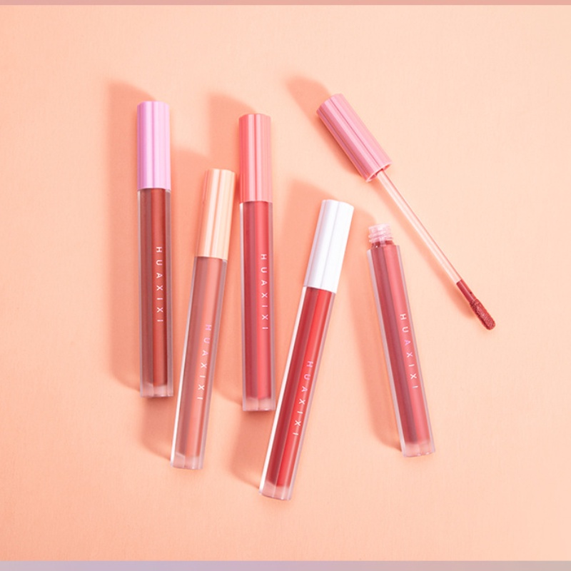 [Hàng mới về] Son kem lì HUAXIXI dưỡng ẩm chống dính cốc lâu trôi thiết kế hình bông hoa xinh xắn hợp thời trang