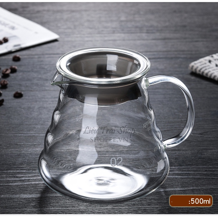 Bộ phễu v60 pha cà phê giấy lọc pour over thủy tinh