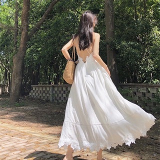 Váy maxi trắng đan lưng chất đẹp loại 1