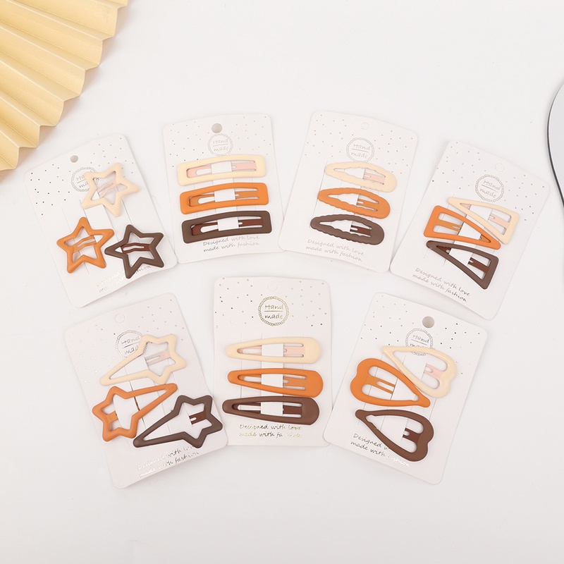 Set 3 Kẹp Tóc Kim Loại Kiểu Dáng Hình Học Đơn Giản Cho Bé Gái