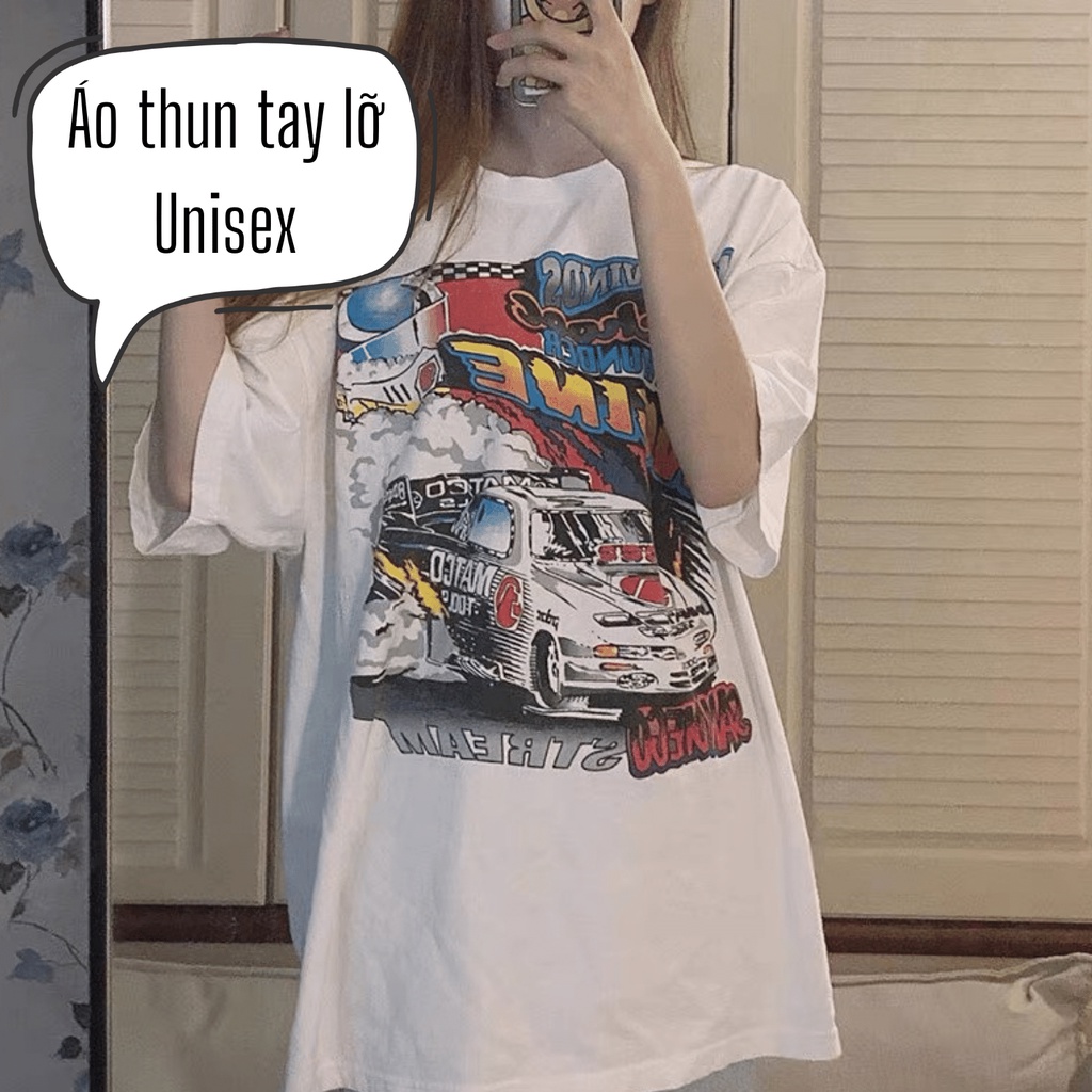 Áo Thun In XE ATXE Tay Lỡ Unisex Form Rộng TATO, Áo Phông in hình oto vải Cotton cao cấp, thấm hút mồ hôi,năng động