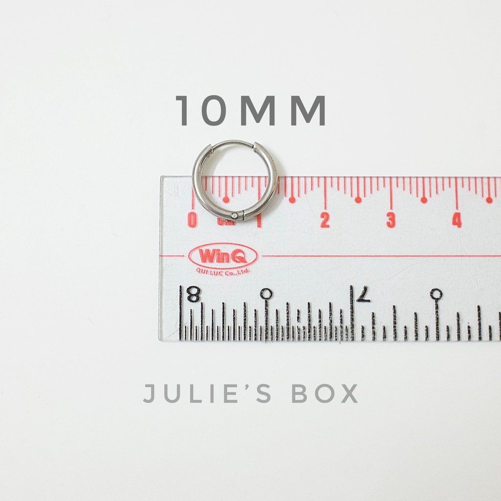 Khuyên Tai Tròn Hoop Nhiều Size Dày 1.6MM  Unisex Titanium Julies Box 66 Bông Tai Titan Nam