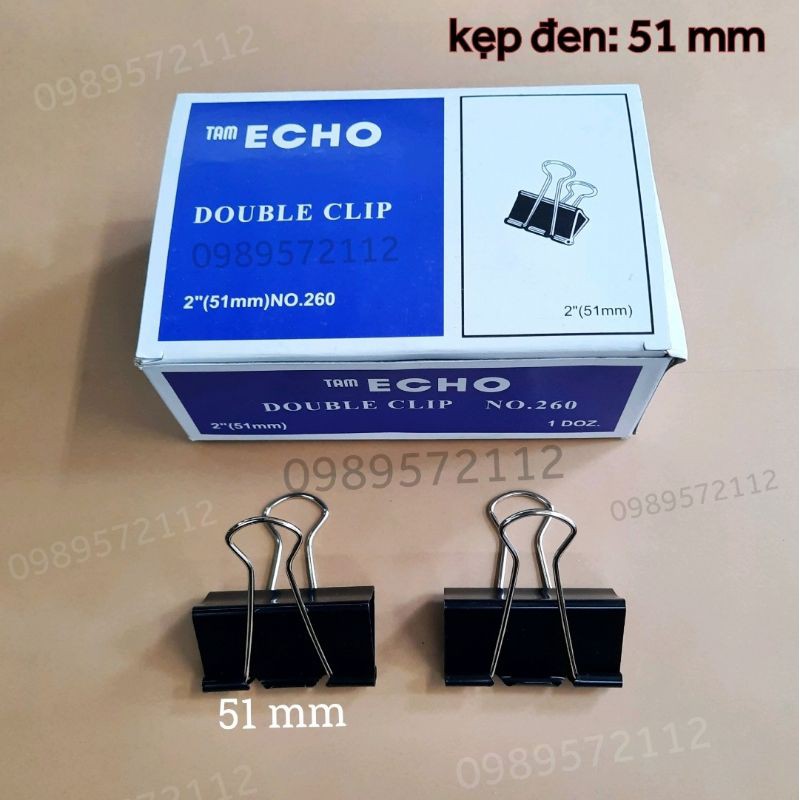 Kẹp bướm,kẹp giấy màu đen các cỡ 15mm-51mm (hộp 12 cái)