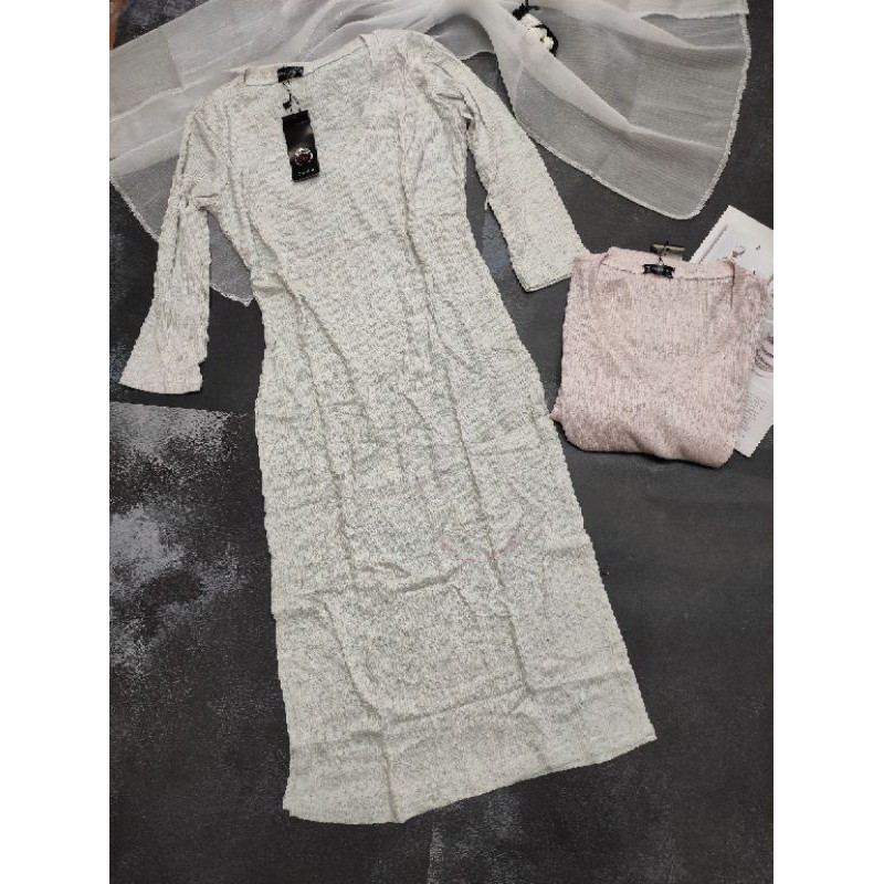 Đầm thun len tay lỡ cổ tim ( hình thật ) | BigBuy360 - bigbuy360.vn