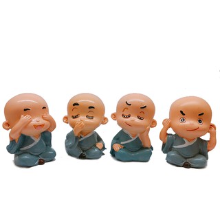 Bộ tượng bốn Chú Tiểu Tứ Không áo lam dễ thương