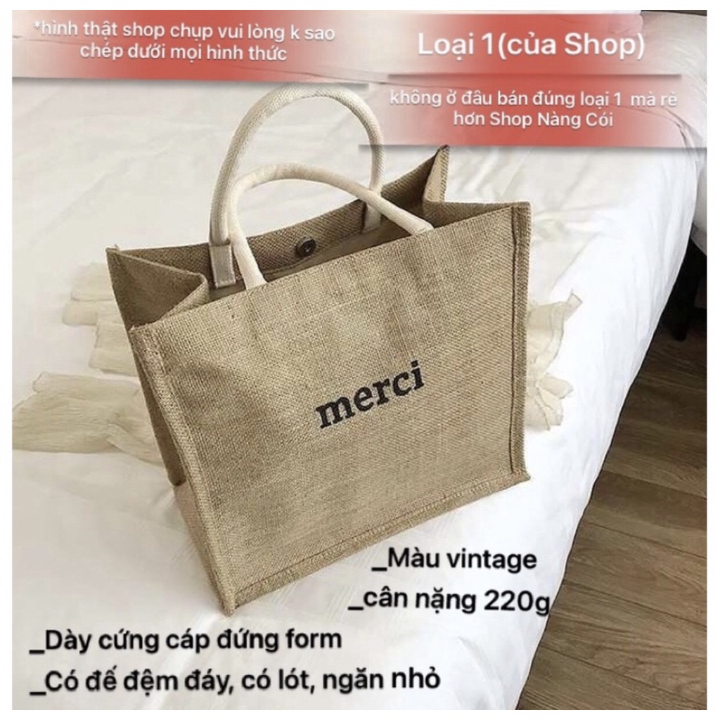 Túi cói Merci phong cách Vintage thời trang