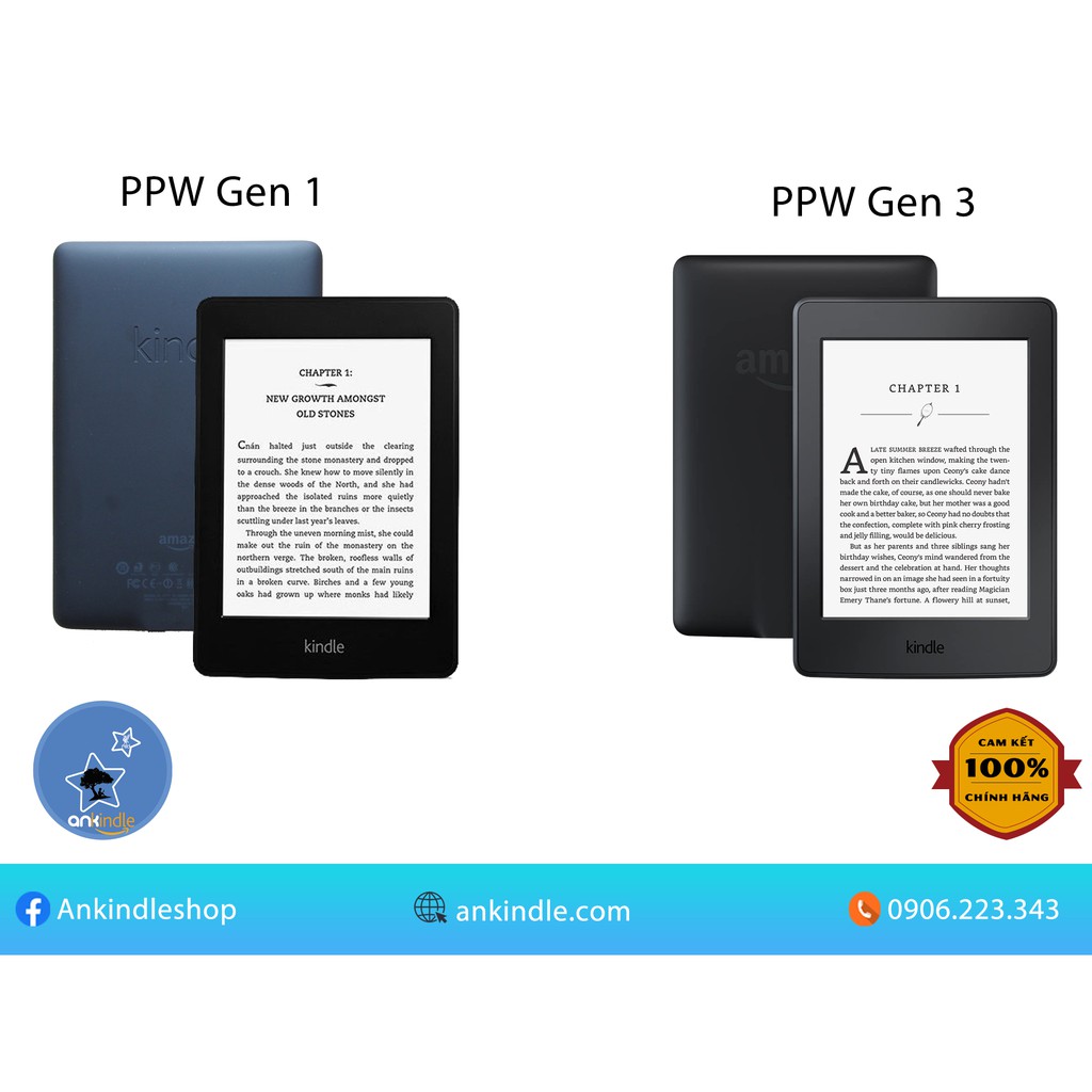 Máy đọc sách Kindle Paperwhite hàng USED, máy đẹp - đủ các model gen 1, 2, 3 - có đèn nền, màn hình 6''