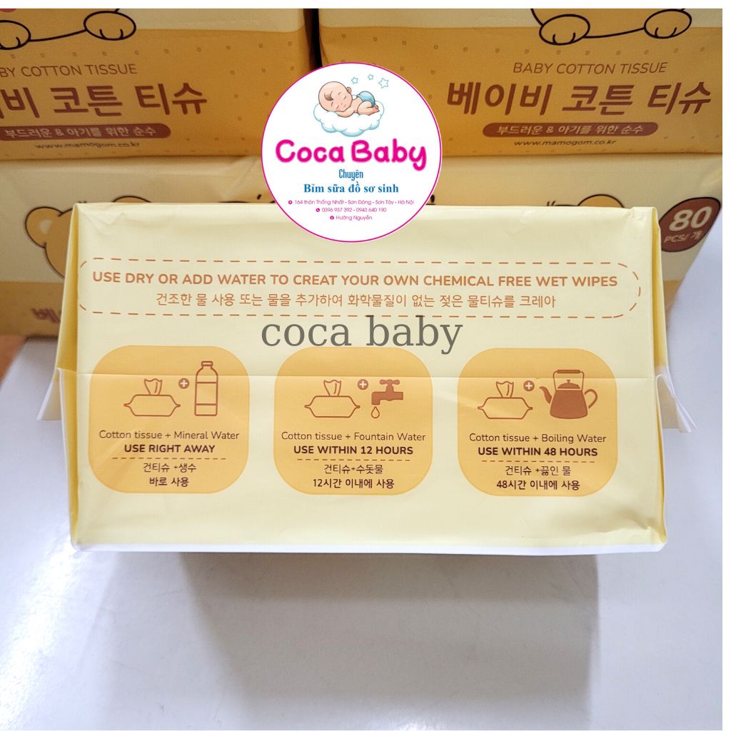 Khăn vải khô đa năng organic cotton mềm mại cho bé MAMOGOM loại 80 tờ⚡FREESHIP⚡