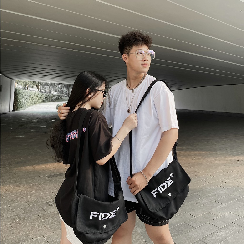 Túi tote vải đeo chéo canvas unisex cao cấp đựng vừa khổ a4 đi học đi chơi Hàn Quốc