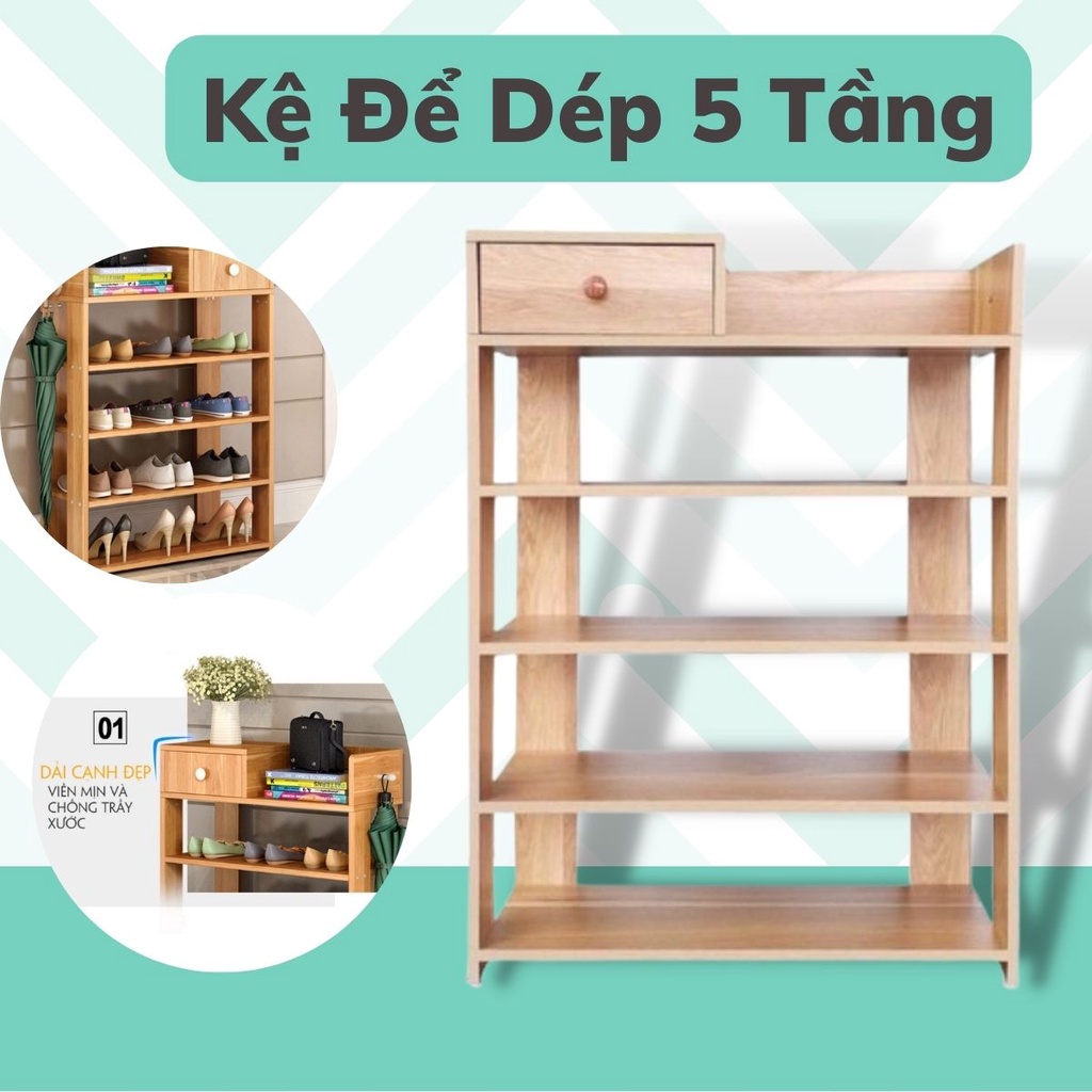 Kệ Gỗ Để Dép Để Đồ 5 Tầng Tháo Lắp Dễ Dàng Cứng Cáp Sang Trọng làm Bằng Gỗ MDF Cao Cấp Chống Mốc Angola_shop