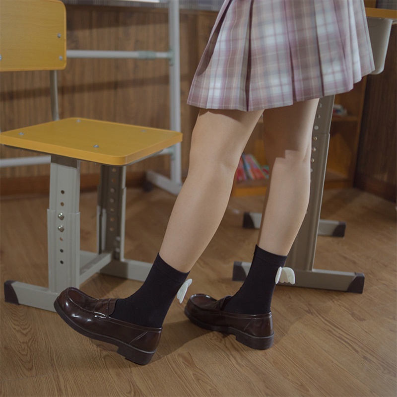 Vớ Cotton Trắng Đen Hình Cánh Thiên Thần Phong Cách Harajuku Nhật Bản Cho Nữ