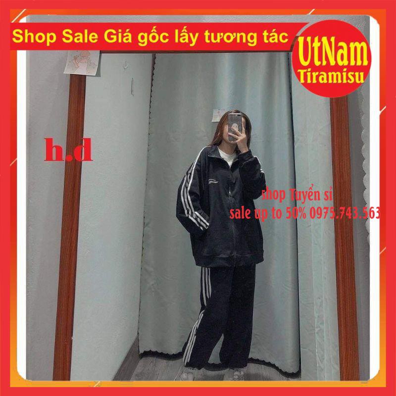 [SALE GIÁ GỐC] Sét áo 3 rot logo hai sọc + quần 3 sọc Kiểu dáng Unisexfreesize 40-50kg mặc đẹpPhong cách Hàn Quốc