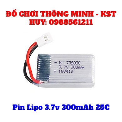 Pin Li-po 3.7V - 1S 300mAh 25C và Dây sạc USB