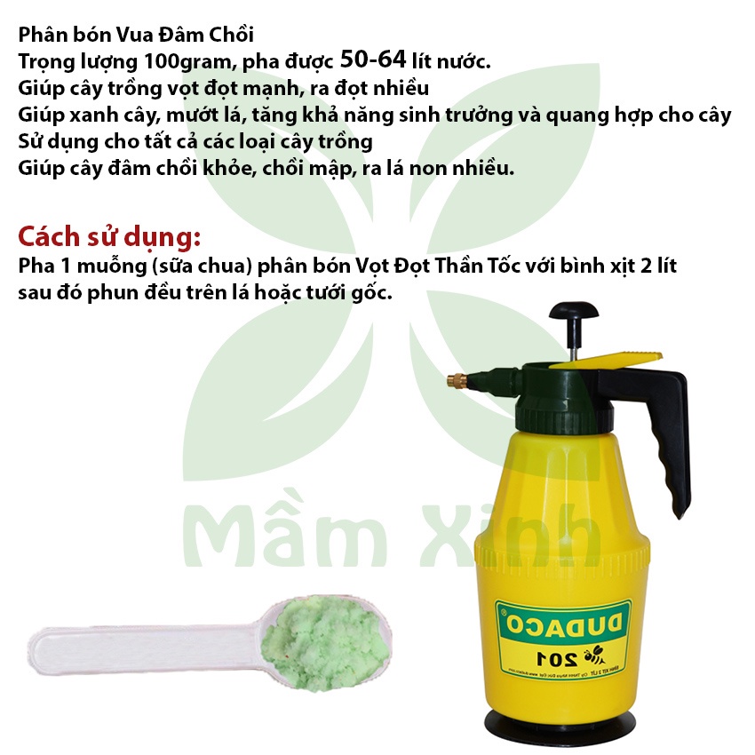 Phân Bón Vua Đâm Chồi Giúp Ra Đọt Đều, Đâm Lá, Phân Bón Hoa Lan, Mai Vàng, Cây Cảnh, Cây Ăn Quả Gói 100gr