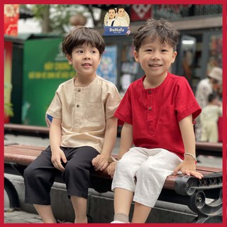 Bộ bé trai Linen đỏ, đồ cho bé trai, set bé trai linen đủ size 8-40kg. 1950 by Đức Hạnh