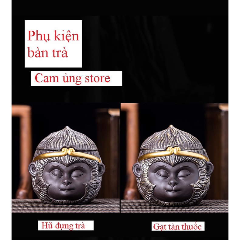 Bình đựng trà, Gạt tàn thuốc hình Đầu khỉ Tôn Ngộ không- Hũ đựng trà độc đáo- Quà tặng ý nghĩa