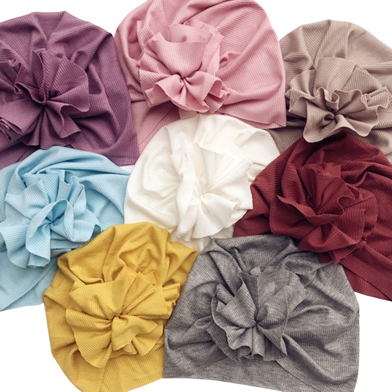 Mũ Trùm Đầu Cotton Mềm Mại Đính Hoa Cho Bé Gái