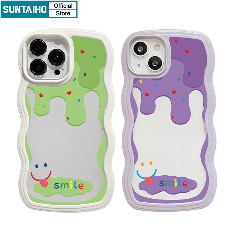 Suntaiho ốp lưng iphone Ốp điện thoại in họa tiết kem mặt cười thích hợp cho iPhone 7 8 Plus 13 12 pro Max 11 pro Max X XS Max XR