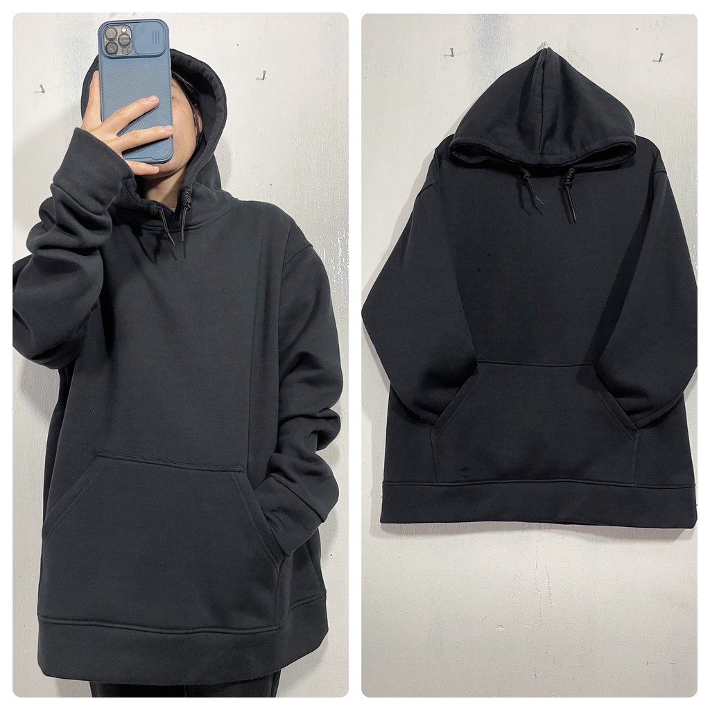 Áo khoác hoodie trơn nam UNISEX 2022 vải nỉ lót bông dày dặn form áo rộng