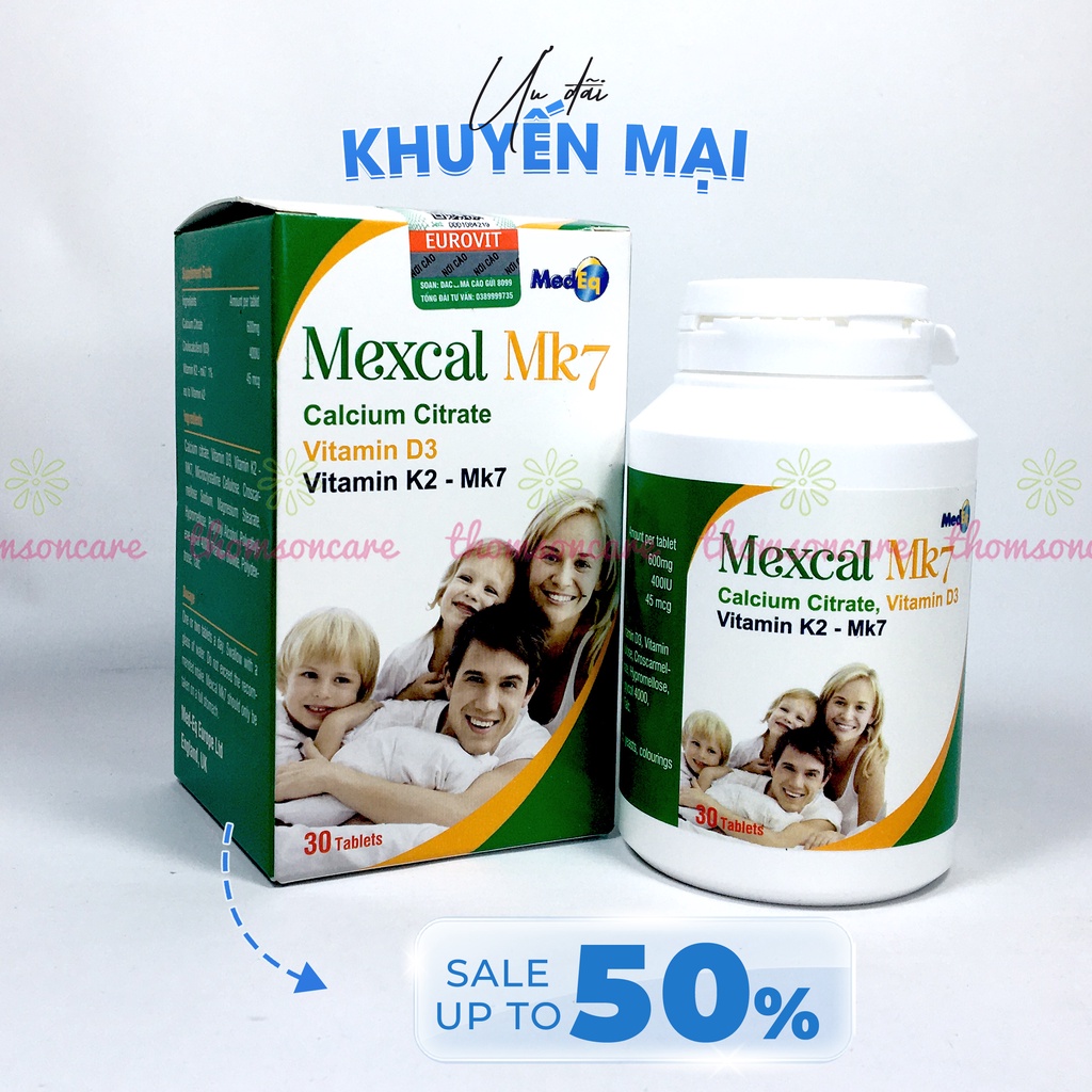 Canxi hữu cơ tăng chiều cao Mexcal MK7 từ Châu Âu,bổ sung calci có thêm D3 và K2 giảm loãng xương cho mẹ bầu