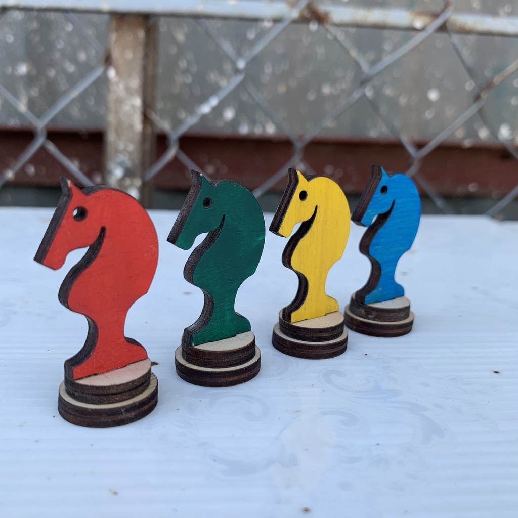 Bộ 4 Quân Ngựa Gỗ Chế Tác Thủ Công Dùng Trang Trí,Tự Làm Cờ Cá Ngựa Bộ Đồ Chơi Gỗ Board Game
