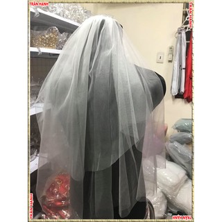 Khăn voan cô dâu trơn dài 90cm ngang lưngTH