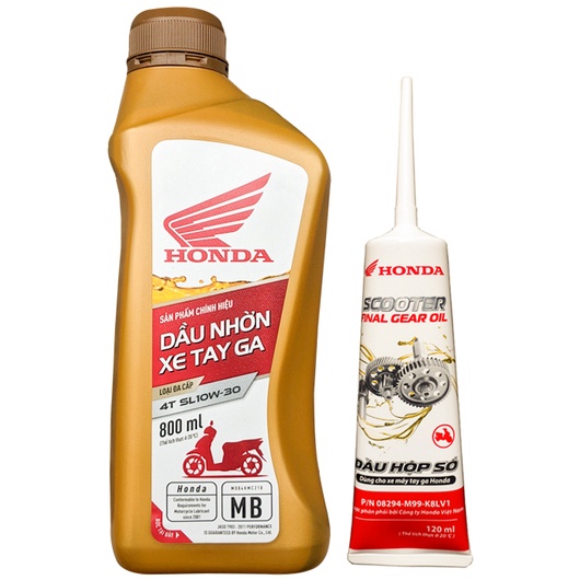 COMBO 0.8L DẦU NHỚT TAY GA HONDA 10W30 800ML (0.8L) + NHỚT LAP HONDA 120ML