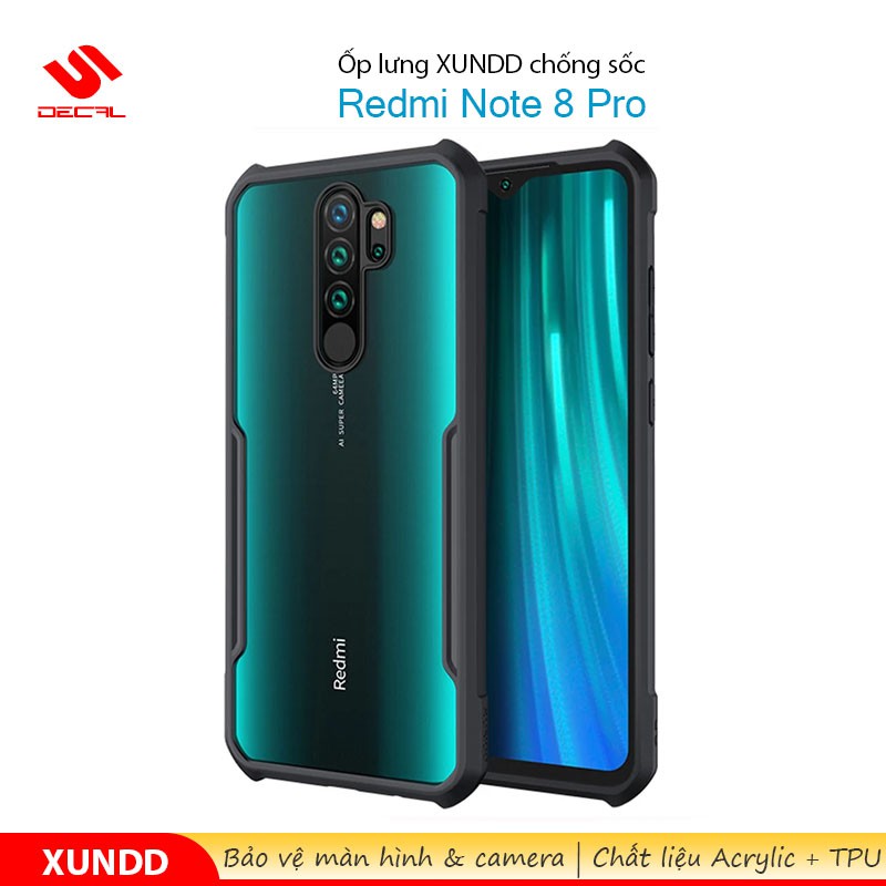 Ốp lưng XUNDD Redmi Note 8 Pro, Mặt lưng trong, Viền TPU, Chống sốc | WebRaoVat - webraovat.net.vn