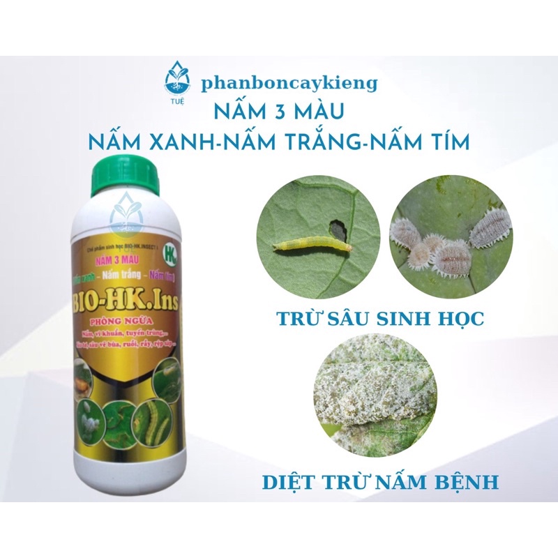 Chế phẩm sinh học trừ sâu, trị nấm 3 Màu Xanh-Trắng-Tím chai 1 lít