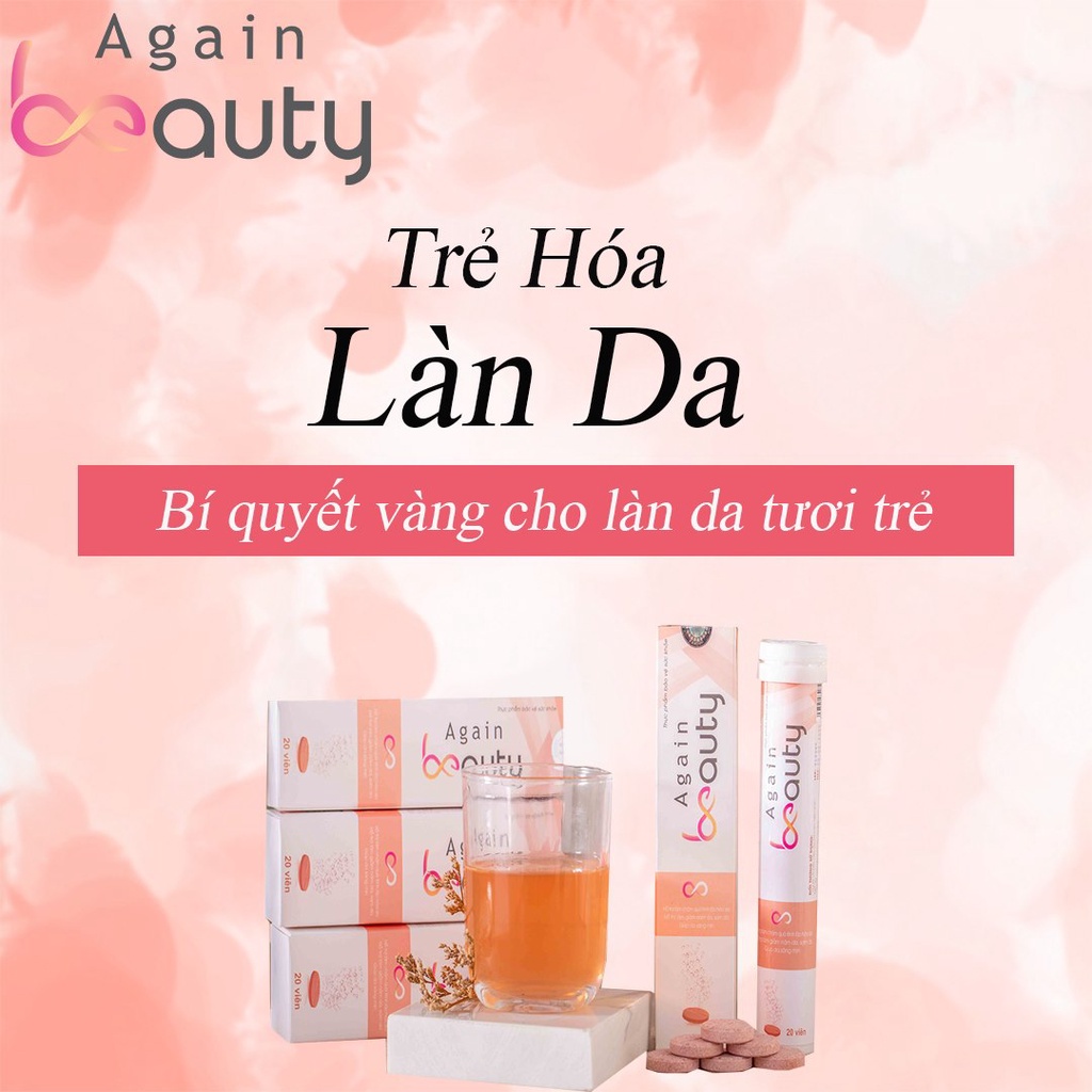 [3 tặng 1] Again Beauty - Viên sủi collagen chính hãng hộp 20v giúp trắng da, mờ nám, trẻ hoá da - Kazila