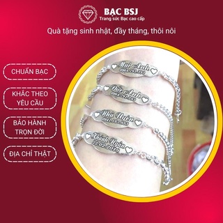 Lắc tay cho bé bạc ta cao cấp khắc tên theo yêu cầu. Vòng tay điều chỉnh độ rộng phù hợp đeo chân và tay. Bạc BSJ