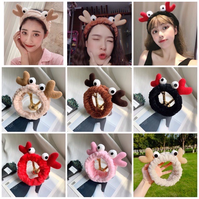 Băng Đô Turban Sừng Con Cua 3D Mắt Lồi Siêu Cute Turban Mềm Crab