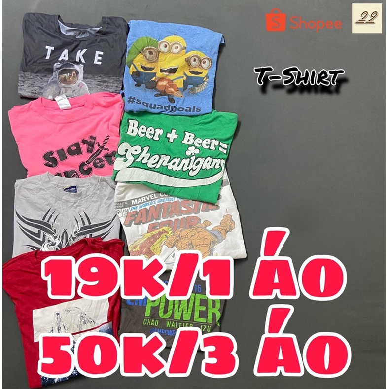 Áo thun Mỹ 2Hand nam nữ giá 19k, combo 3 áo thun Mỹ 2Hand giá 50k