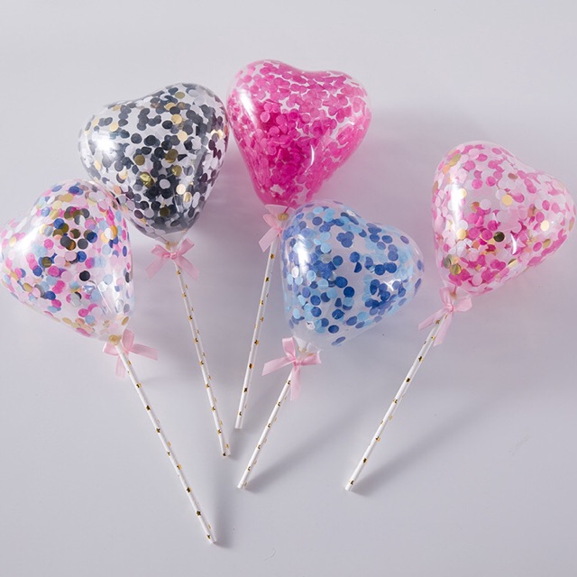 Dessert Party Decal Mini Cake Topper Insert Latex Confetti Straw Ribbon