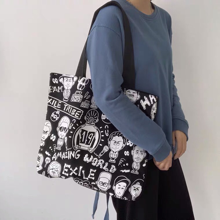 Túi tote vải canvas cao cấp đeo vai Amazing khổ vuông bán chạy phong cách Nhật Bản