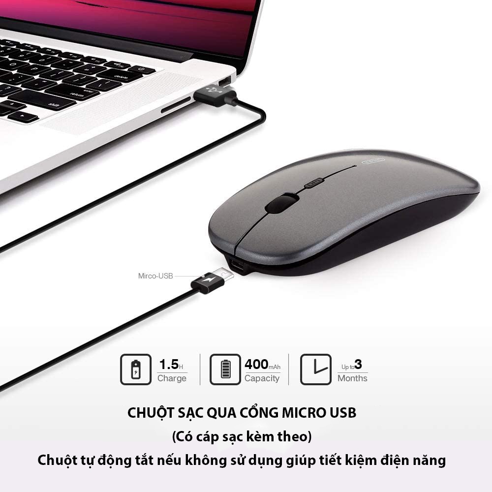 [2.4G+Bluetooth] Chuột Sạc Không Dây Inphic PM1 Cho Máy Tính, Laptop, Macbook