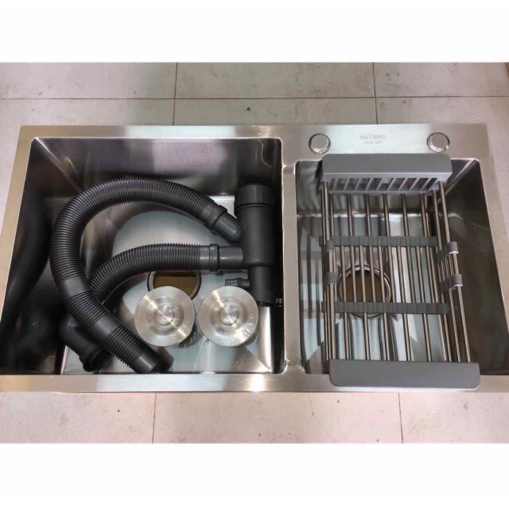 Combo Chậu Rửa Chén Bát INOX SUS 304 WaterA và Xả Chậu và Rổ Rút Đa Năng Đựng Trái Cây