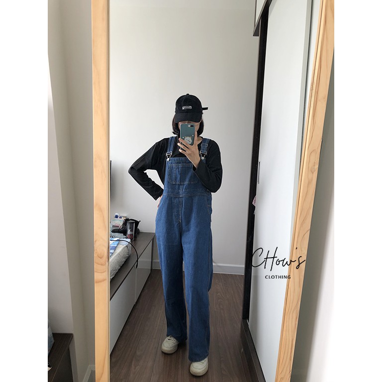 Quần yếm jeans Quảng Châu ống rộng form dài siêu tôn dáng | BigBuy360 - bigbuy360.vn