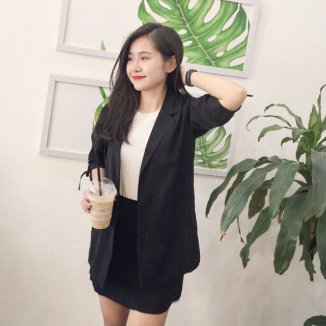 Áo Blazer Dáng Suông Tay Lỡ Rút Dây Cá Tính