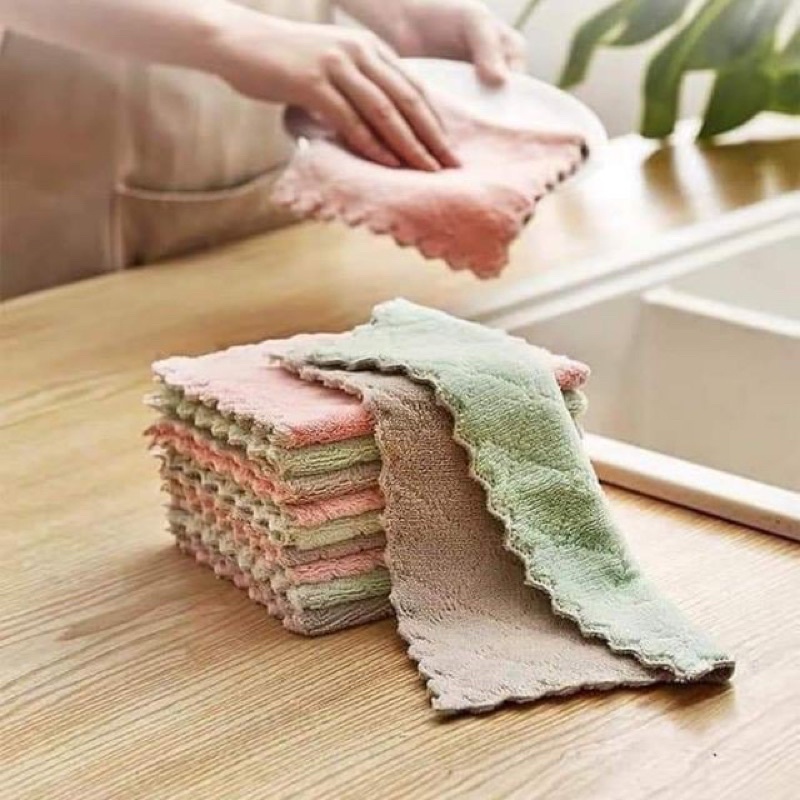 10 Khăn lau bếp đa năng siêu thấm - lau bếp đa năng siêu thấm combo 2 mặt dày dặn - Bear Mart