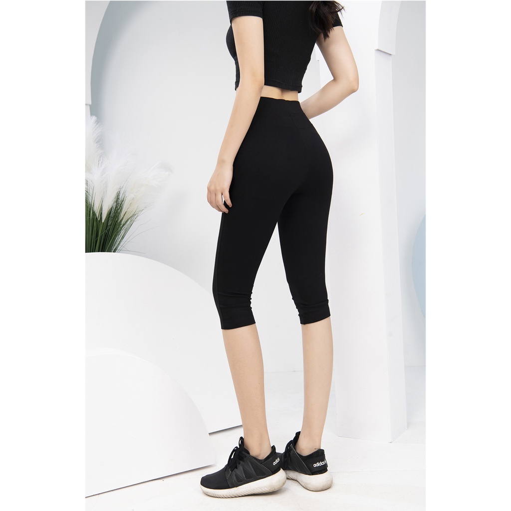 Quần legging ngố nữ lưng cao dày dặn cao cấp nâng mông tôn dáng mặc nhà tập gym M Fashion LG03