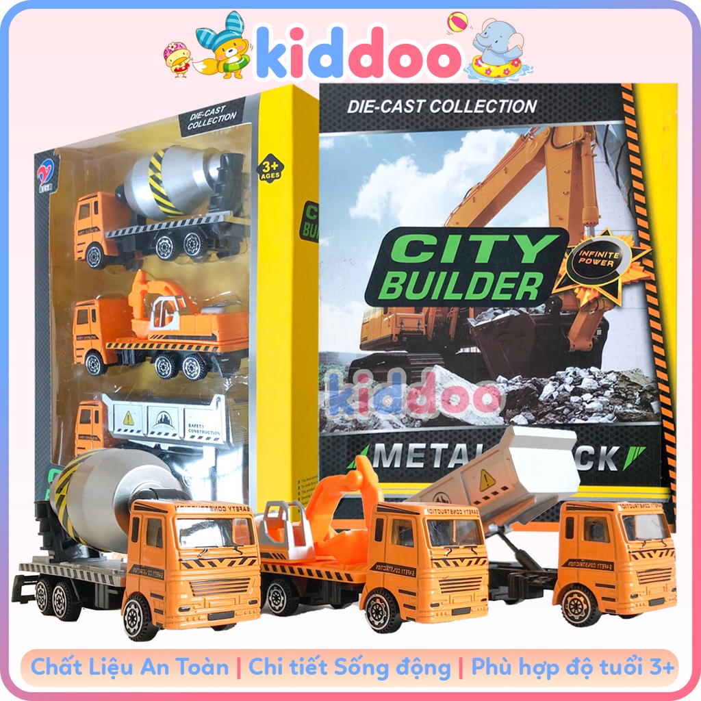Bộ Đồ Chơi Xe Ô Tô Công Trường City Builder / Mô Hình Ô Tô Hợp Kim Kiddoo