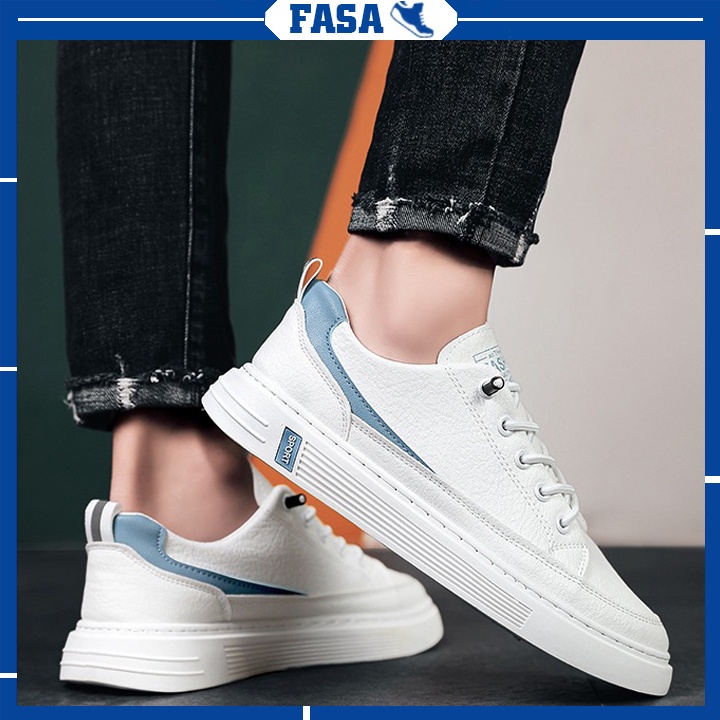 Giày sneaker nam trắng tăng chiều cao chất da PU cao cấp kiểu dáng Giày thể thao trẻ trung FASA STORE