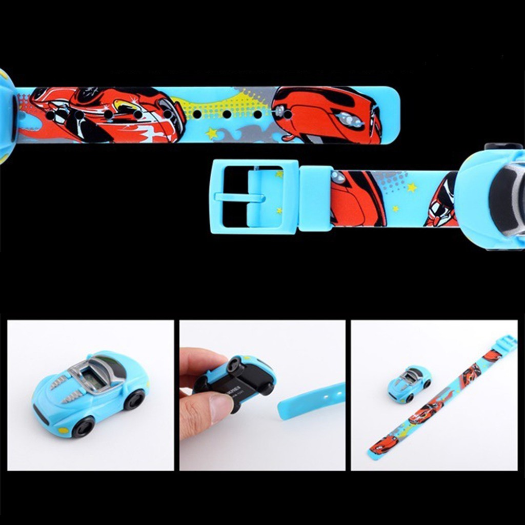 Đồng Hồ Đeo Tay Trẻ Em In Hình Xe Hơi Tháo Rời Được