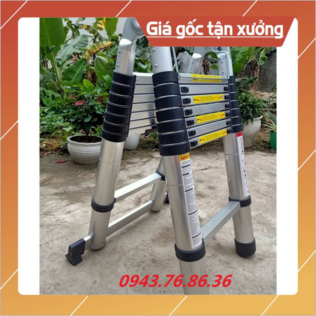 Thang Nhôm Rút Chữ A 3.8M (1.9+1.9)M [Tặng 2 Chốt Thang]