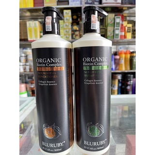 Cặp dầu gội xả bluruby organic biotin complex 800ml x2
