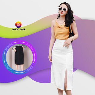 Chân váy dài Ulzzang xẻ tà phong cách Hàn Quốc, Chân váy chữ A dài công sở lưng cao có quần trong chống lộ