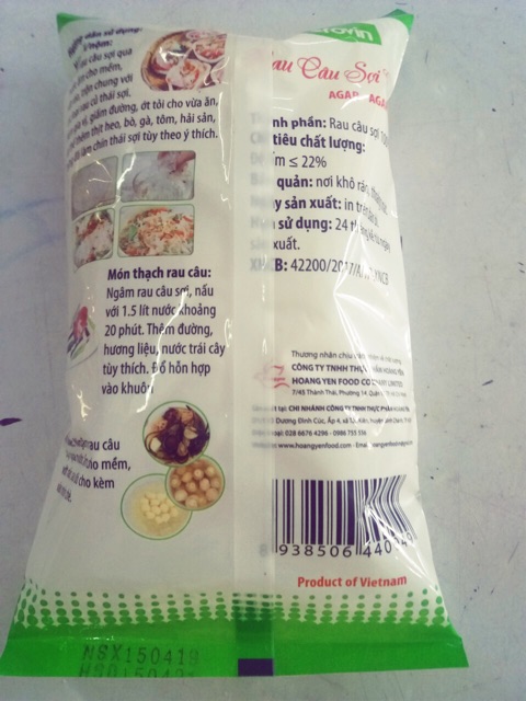 [Mã 77FMCGSALE1 giảm 10% đơn 250K] Rau câu sợi ngắn Agar Agar Hoàng Yến gói 20 gram | BigBuy360 - bigbuy360.vn