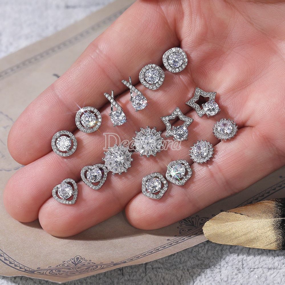 Hoa tai đính đá zircon thanh lịch sang trọng cho nữ