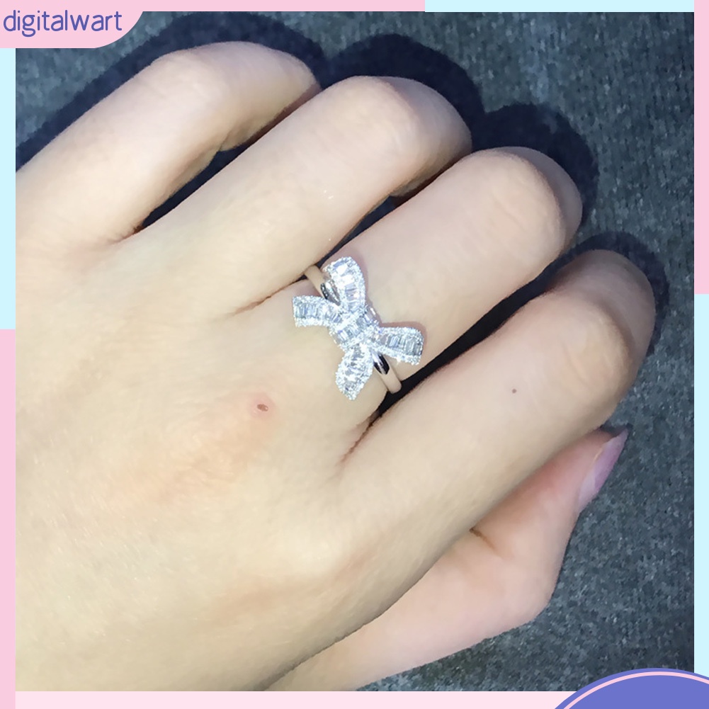 Nhẫn đính đá hình nơ xinh xắn dành cho nữ